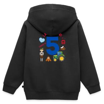 Lausbua und 5 - Kinder Premium Organic Zip Hoodie - Schwarz - Hinten - AI Model Kid Male (0cm)