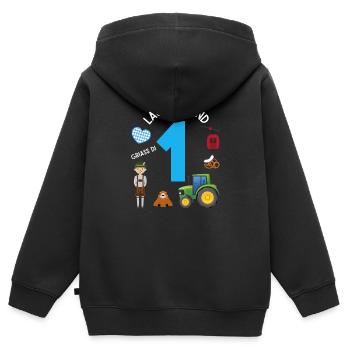 Lausbua und 1 - Kinder Premium Organic Zip Hoodie - Schwarz - Hinten - AI Model Kid Male (0cm)