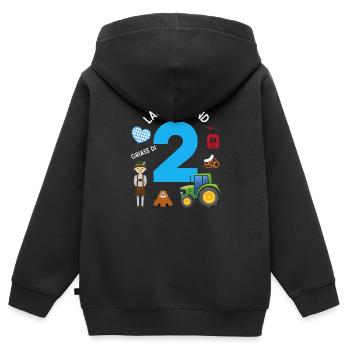 Lausbua und 2 - Kinder Premium Organic Zip Hoodie - Schwarz - Hinten - AI Model Kid Male (0cm)