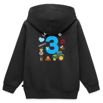 Lausbua und 3 - Kinder Premium Organic Zip Hoodie - Schwarz - Hinten - AI Model Kid Male (0cm)
