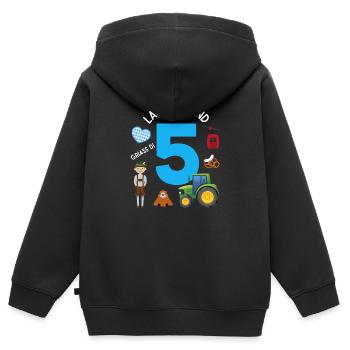 Lausbua und 5 - Kinder Premium Organic Zip Hoodie - Schwarz - Hinten - AI Model Kid Male (0cm)