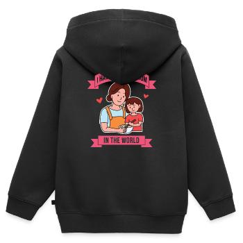 Muttertag Best Mom Design - Kinder Premium Organic Zip Hoodie - Schwarz - Hinten - AI Model Kid Male (0cm)