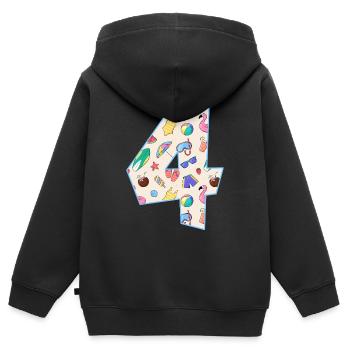 HOLIDAY NUMBER 4 YEARS SUMMER 4TH BIRTHDAY - Kids Premium Organic Zip-up Hoodie - black - Back - AI Model Kid Male (0cm)