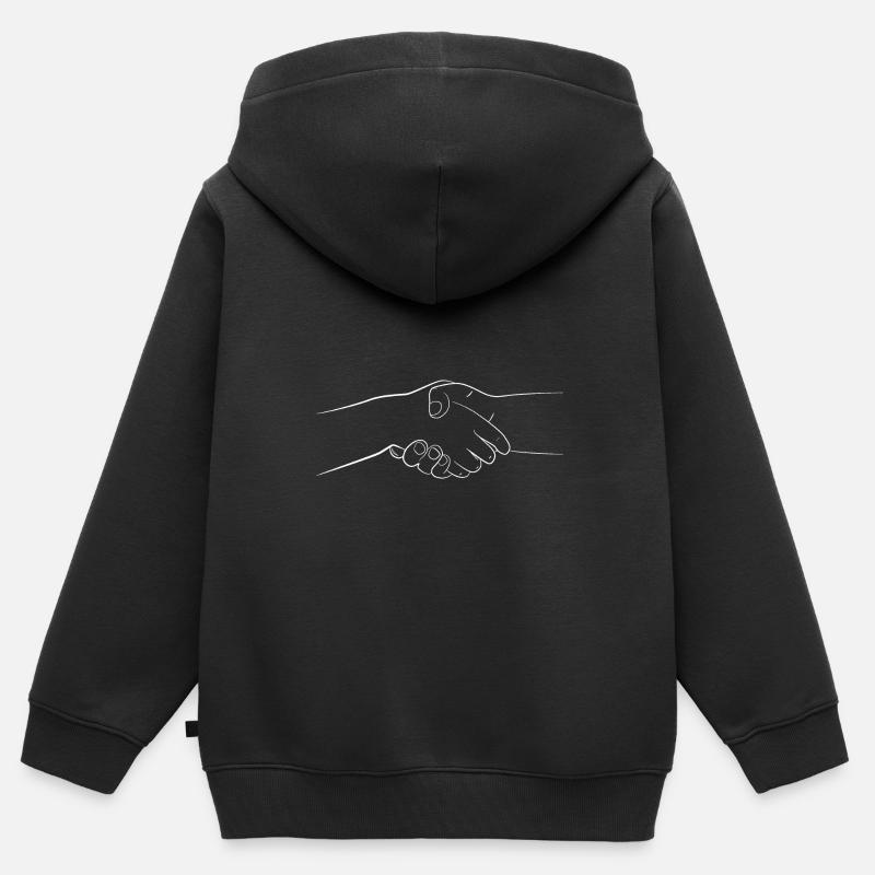 mains - Sweat Premium à capuche zippé enfant bio - noir