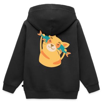 Wels - Kinder Premium Organic Zip Hoodie - Schwarz - Hinten - AI Model Kid Male (0cm)