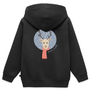Rentier mit Schal - Kinder Premium Organic Zip Hoodie - Schwarz - Hinten - AI Model Kid Male (0cm)