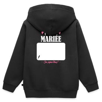 Team De La Mariée EVJF Future Mariée - Sweat Premium à capuche zippé enfant bio - noir - Dos - AI Model Kid Male (0cm)