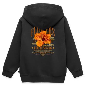 Hibiskusblüte Hibiskus Blume - Kinder Premium Organic Zip Hoodie - Schwarz - Hinten - AI Model Kid Male (0cm)