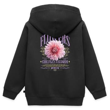 Chrysantheme Chrysanthemen - Kinder Premium Organic Zip Hoodie - Schwarz - Hinten - AI Model Kid Male (0cm)