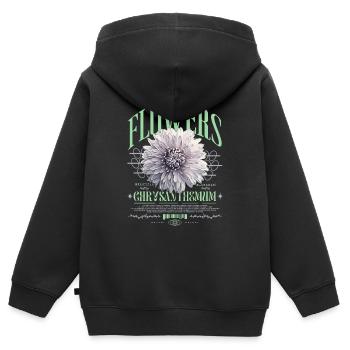Chrysanthème Fleurs de chrysanthème - Sweat Premium à capuche zippé enfant bio - noir - Dos - AI Model Kid Male (0cm)