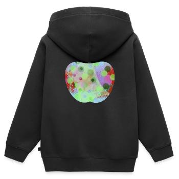 Bunter Apfel mit Klecksen - Kinder Premium Organic Zip Hoodie - Schwarz - Hinten - AI Model Kid Male (0cm)