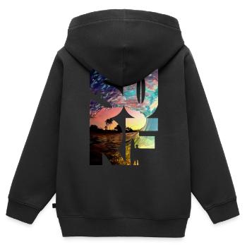 Surf Surfers Surf Surf - Sweat Premium à capuche zippé enfant bio - noir - Dos - AI Model Kid Male (0cm)