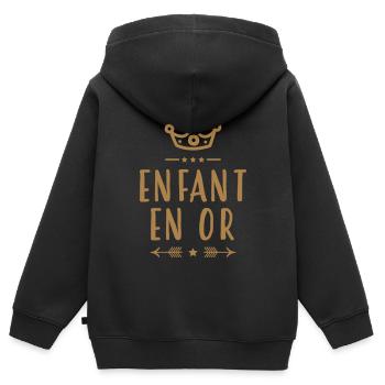 Teenager / Jugendliche / Jugendlicher / Kind - Kinder Premium Organic Zip Hoodie - Schwarz - Hinten - AI Model Kid Male (0cm)