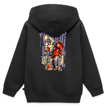 Le graffiti n'est pas une vision de la rue du crime - Sweat Premium à capuche zippé enfant bio - noir - Dos - AI Model Kid Male (0cm)