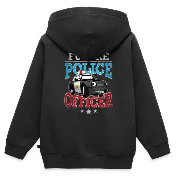 Future Police Officer - Kinder Premium Organic Zip Hoodie - Schwarz - Hinten - AI Model Kid Male (0cm)