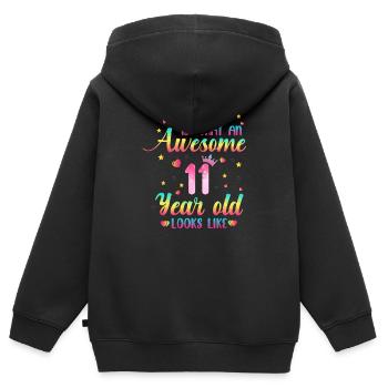 Voici à quoi ressemble un enfant de 11 ans - Sweat Premium à capuche zippé enfant bio - noir - Dos - AI Model Kid Male (0cm)