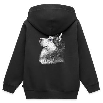 Husky - Kinder Premium Organic Zip Hoodie - Schwarz - Hinten - AI Model Kid Male (0cm)