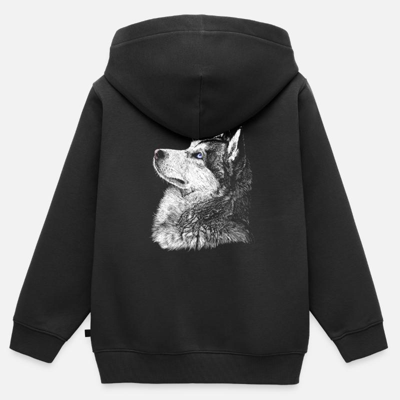 Husky - Sweat Premium à capuche zippé enfant bio - noir