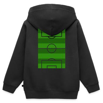 Terrain de football - Sweat Premium à capuche zippé enfant bio - noir - Dos - AI Model Kid Male (0cm)