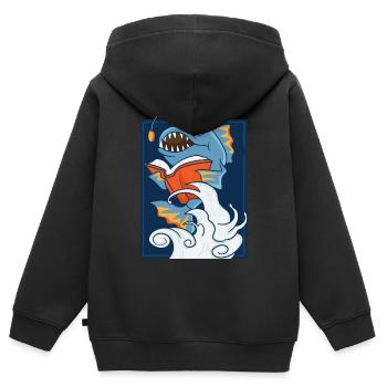 Lanterne lue - Sweat Premium à capuche zippé enfant bio - noir - Dos - AI Model Kid Male (0cm)