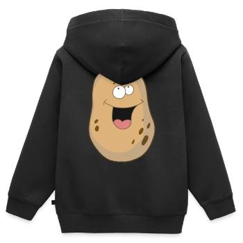 Kartoffel fröhlich Gemüse Speise Bio Bauern - Kinder Premium Organic Zip Hoodie - Schwarz - Hinten - AI Model Kid Male (0cm)