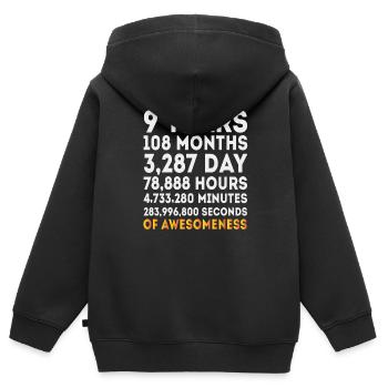 9th Birthday Girls Boys Gift, 9 Year Old Birthday - Kids Premium Organic Zip-up Hoodie - black - Back - AI Model Kid Male (0cm)