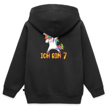 7th Birthday, Ich bin 7 Geburtstag für Mädchen - Kinder Premium Organic Zip Hoodie - Schwarz - Hinten - AI Model Kid Male (0cm)