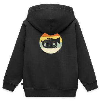 Instrument à vent cornet musikverein orchester - Sweat Premium à capuche zippé enfant bio - noir - Dos - AI Model Kid Male (0cm)