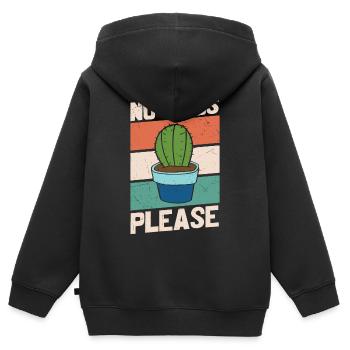 Bitte keine Umarmungen - Kinder Premium Organic Zip Hoodie - Schwarz - Hinten - AI Model Kid Male (0cm)