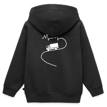 LKW beruf lastwagen lager autobahn geschenk fahrer - Kinder Premium Organic Zip Hoodie - Schwarz - Hinten - AI Model Kid Male (0cm)