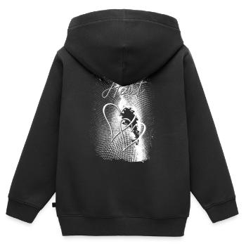 Deux cœurs - Sweat Premium à capuche zippé enfant bio - noir - Dos - AI Model Kid Male (0cm)