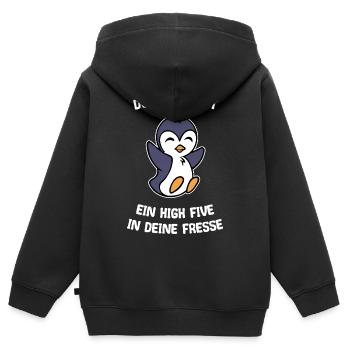 Zoo Süß Pinguin Tier Seevogel Statement Arktis - Kinder Premium Organic Zip Hoodie - Schwarz - Hinten - AI Model Kid Male (0cm)