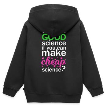 Cheap Science - Kinder Premium Organic Zip Hoodie - Schwarz - Hinten - AI Model Kid Male (0cm)