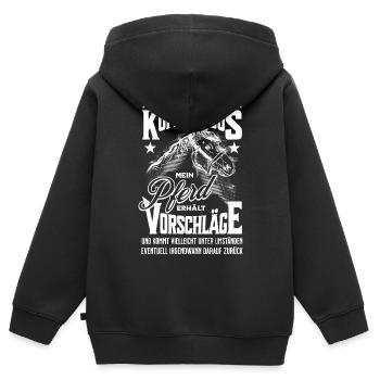 Pferdesprüche Reitersprüche Reitsport Pferd Pferde - Kinder Premium Organic Zip Hoodie - Schwarz - Hinten - AI Model Kid Male (0cm)