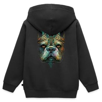 Holly Bulldog! - Sweat Premium à capuche zippé enfant bio - noir - Dos - AI Model Kid Male (0cm)