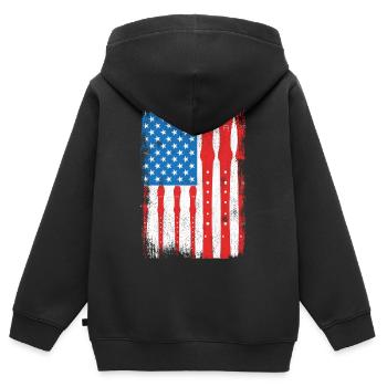 4. Juli USA Flöte - Kinder Premium Organic Zip Hoodie - Schwarz - Hinten - AI Model Kid Male (0cm)