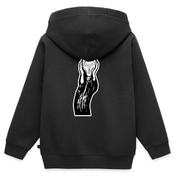 Schrei-Gesicht - Kinder Premium Organic Zip Hoodie - Schwarz - Hinten - AI Model Kid Male (0cm)