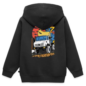 Unimog - Oldtimer - Offroad - Universal Motorgerät - Kinder Premium Organic Zip Hoodie - Schwarz - Hinten - AI Model Kid Male (0cm)