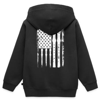 Flöte US Flagge - Kinder Premium Organic Zip Hoodie - Schwarz - Hinten - AI Model Kid Male (0cm)