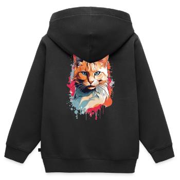 Süße dreifarbige Katze - Kinder Premium Organic Zip Hoodie - Schwarz - Hinten - AI Model Kid Male (0cm)