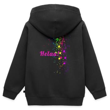 Helau, Konfetti, karneval, Sterne - Kinder Premium Organic Zip Hoodie - Schwarz - Hinten - AI Model Kid Male (0cm)