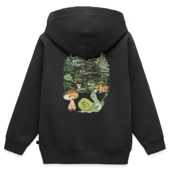Waldbewohner Schnecke Kinder Musik Kind - Kinder Premium Organic Zip Hoodie - Schwarz - Hinten - AI Model Kid Male (0cm)