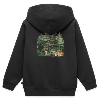 Waldbewohner Geist Pilze Gespenst Naturliebhaber - Kinder Premium Organic Zip Hoodie - Schwarz - Hinten - AI Model Kid Male (0cm)