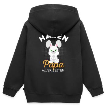 Bester Hasenpapa Süßes Kaninchen Häschen Spruch - Kinder Premium Organic Zip Hoodie - Schwarz - Hinten - AI Model Kid Male (0cm)