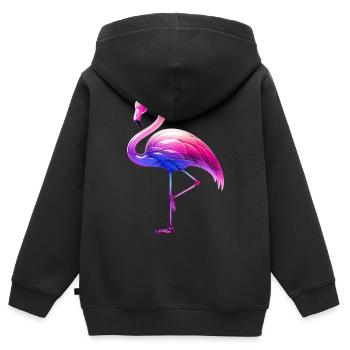 Rosa Flamingo - Kinder Premium Organic Zip Hoodie - Schwarz - Hinten - AI Model Kid Male (0cm)