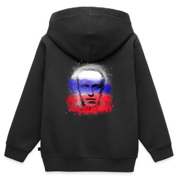 freiheit,rebell,rußland,flagge - Kinder Premium Organic Zip Hoodie - Schwarz - Hinten - AI Model Kid Male (0cm)