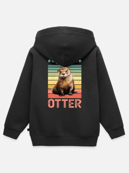 Otter - Premium børne zip-hættetrøje økologisk - sort