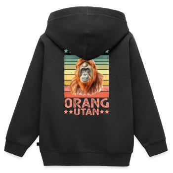 Orang-outan - Sweat Premium à capuche zippé enfant bio - noir - Dos - AI Model Kid Male (0cm)
