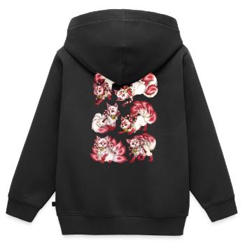 Kitsune Fuchs Fuchsgeist Manga Japan Mythologie - Kinder Premium Organic Zip Hoodie - Schwarz - Hinten - AI Model Kid Male (0cm)