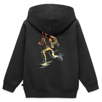 Coureuse style rétro - Sweat Premium à capuche zippé enfant bio - noir - Dos - AI Model Kid Male (0cm)